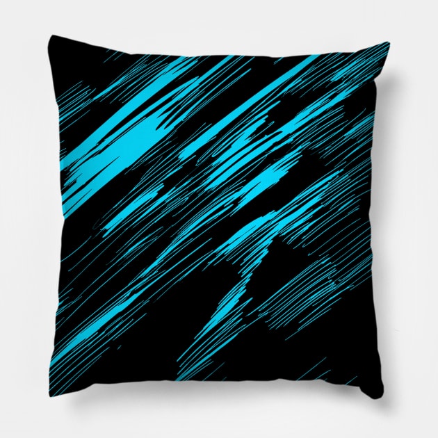 abstract horror lineart (petrol) Pillow by Nikokosmos