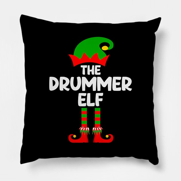 Drummer Elf Matching Family Group Christmas Party Pajama Pillow by DragonTees