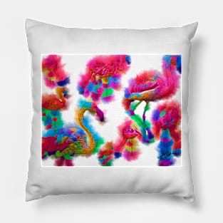 Abstract Flamingo Flock Pillow