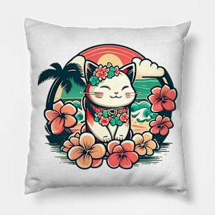 Happy Aloha Kitty Pillow