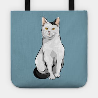 White and Black Cute Cat Tote