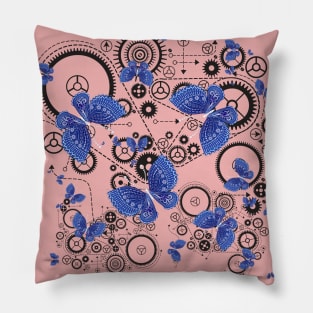 Pink mechanical butterflies Pillow