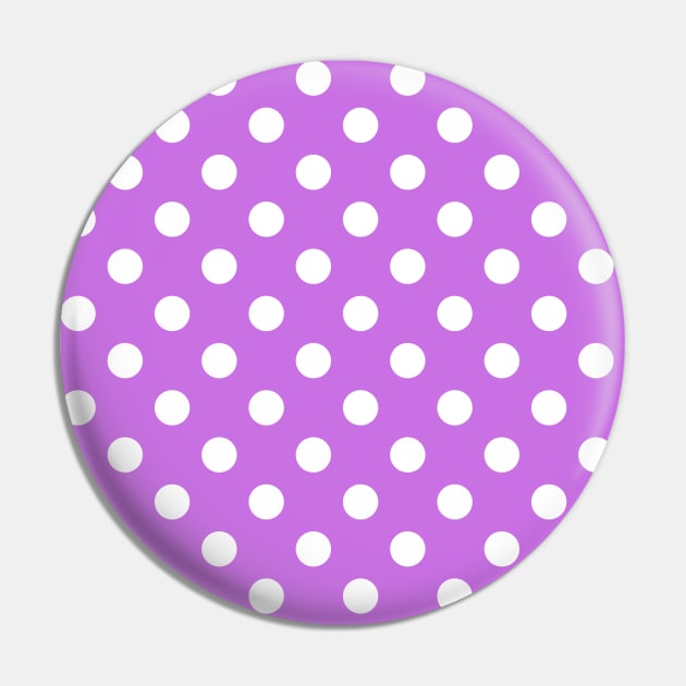 White Polka Dots Pattern on Purple Background Pin by DesignWood Atelier