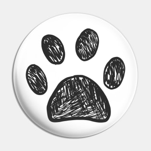 Doodle black paw print Pin