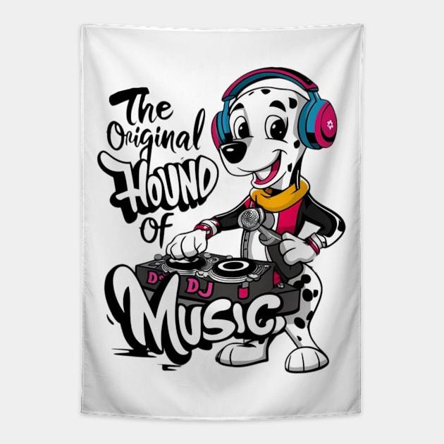 Cartoon Dalmatian Dog DJ Music Lover Tapestry by Sniffist Gang