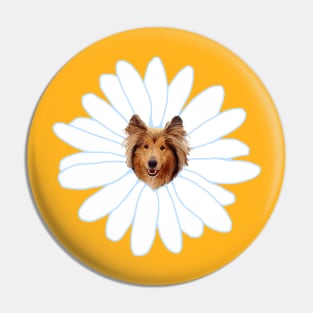 Collie Flower Daisy Dog Pin