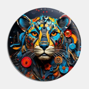 Leopard Animal Portrait Colorful Painting Pin