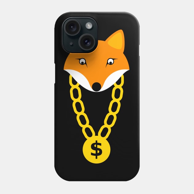 Cute Fox With Gold Chain And Dollar Symbol Phone Case by Bohnenkern