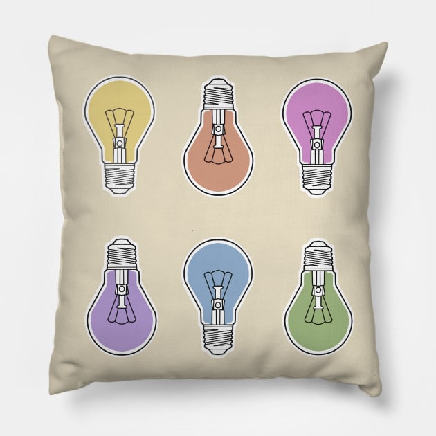 lightbulbs vintage retro rainbow colors Pillow by weilertsen