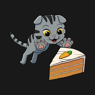 Scottish Fold Cat excited to eat Carrot Cake T-Shirt