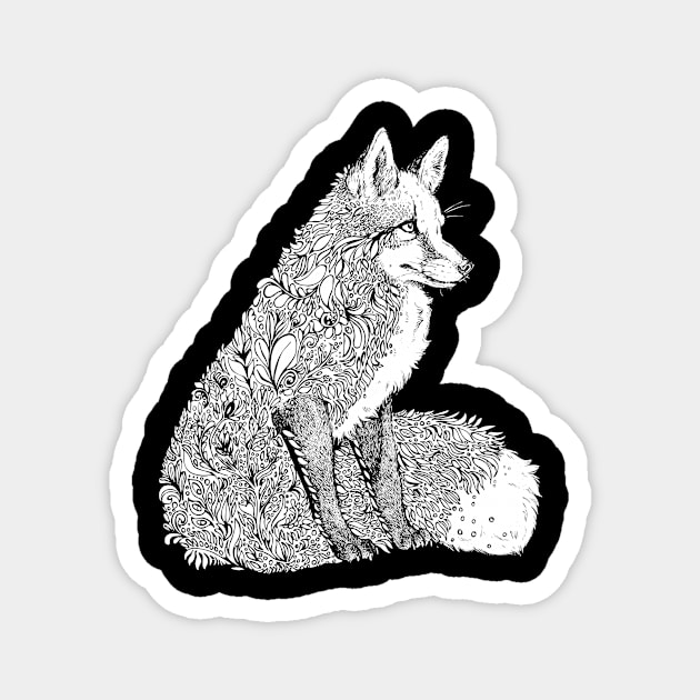 Fox Garden - Black Lineart Magnet by Plaguedog