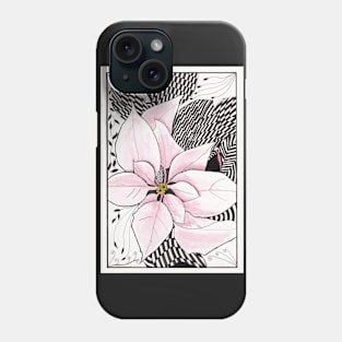 Zentangle Poinsettia in Pink and Black Phone Case