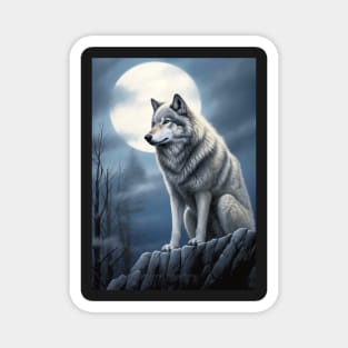 The Wolf  Worshipping The Full Moon Magnet