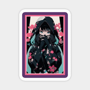 Aesthetic Anime Girl Pink Rosa Black | Quality Aesthetic Anime Design | Premium Chibi Manga Anime Art Magnet