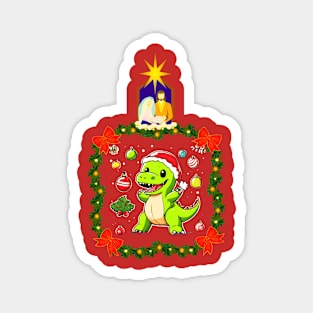 Dinosaur Christmas Magnet