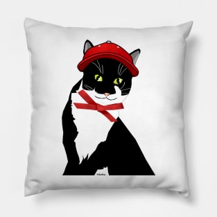 Cute Tuxedo Cat in a Cap  Copyright TeAnne Pillow