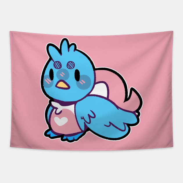 pride birb- Trans Variant Tapestry by Brewing_Personalitea