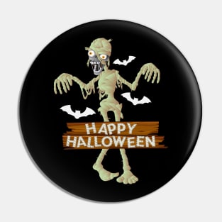 Mummy Scary and Spooky Happy Halloween Funny Graphic Pin