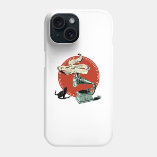 The Cat and the Song (Red Circle) Phone Case