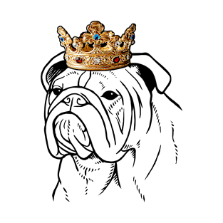 Bulldog Dog King Queen Wearing Crown T-Shirt