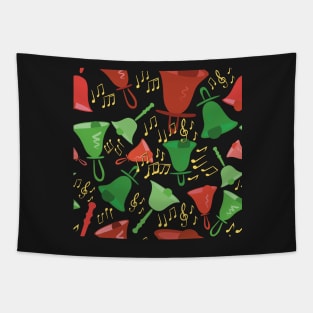 Christmas Colorful Handbells And Notes Holiday Pattern Tapestry