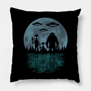 Alien And BIgfoot Moon Pillow