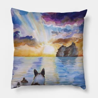 Corgi dreamer and calm calm sunset Pillow