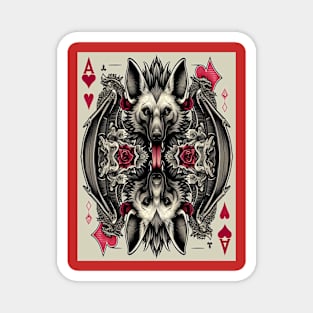 Maned Wolf Dragon Ace of Hearts Magnet