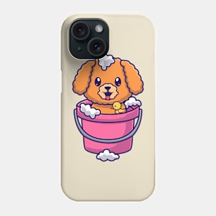 Cute Poodle Dog Bathing In Bucket With Bubble Cartoon Phone Case