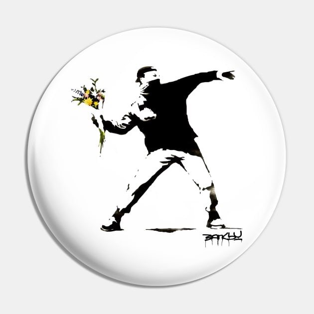 BANKSY Flower Thrower Pin by inkstyl