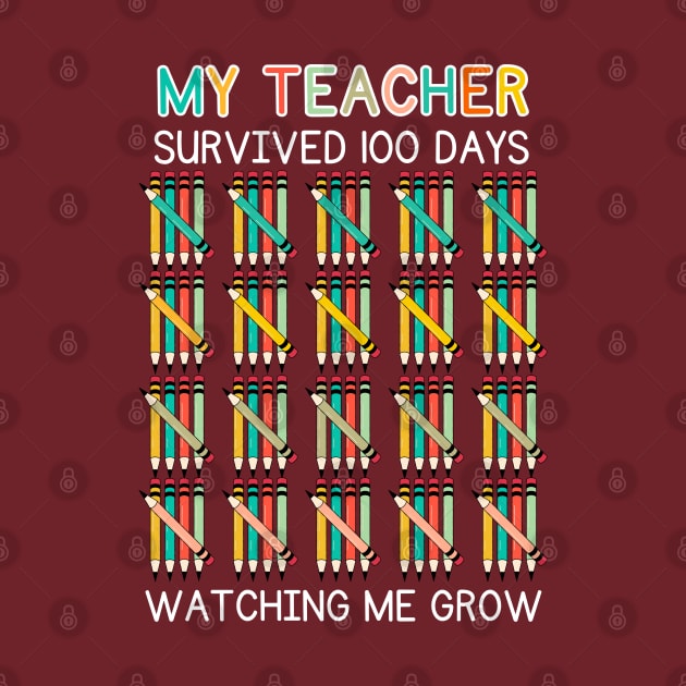 My Teacher Survived 100 Days Of Me Funny School Teacher Kids by Emouran