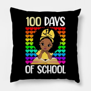 100 Days of School Melanin Girls 100th Day of School Kids Pillow