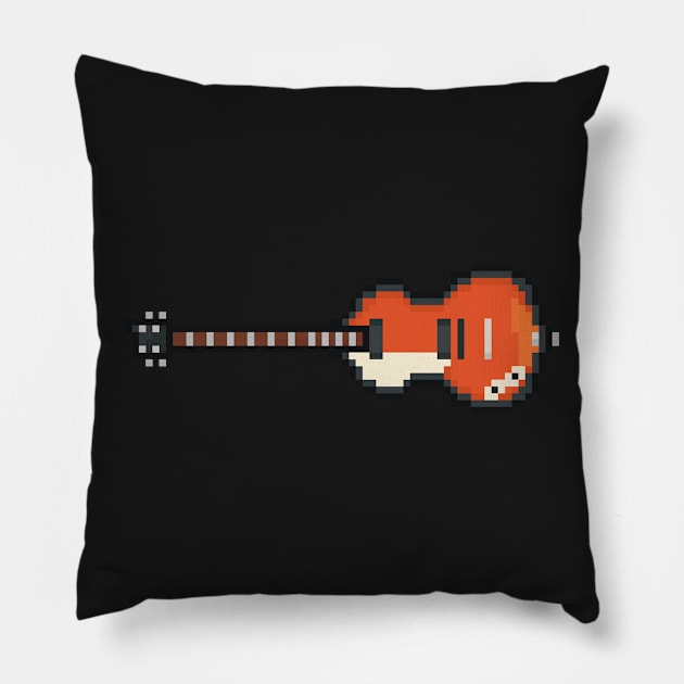 Pixel Violin Lefty Bass Guitar Pillow by gkillerb