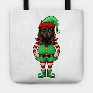 Funny Christmas Elf Belgian Tervuren Dog Tote