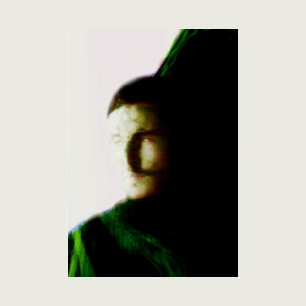 Portrait, digital collage, special processing. Bright side, survival guy. Man between light and darkness. Green and yellow. by 234TeeUser234