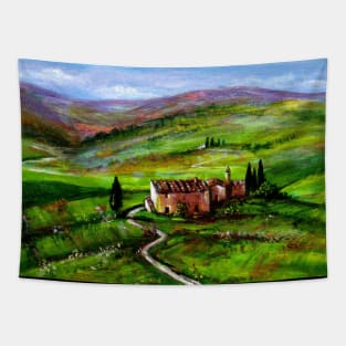 TUSCANY LANDSCAPE WITH GREEN HILLS Tapestry