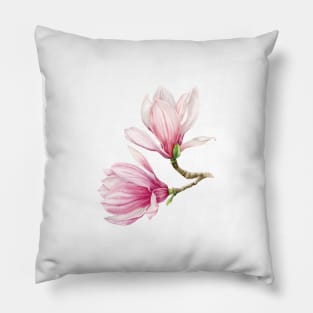 Pink Watercolor Magnolias Pillow