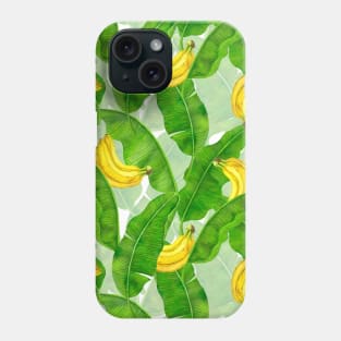 Bananas and leaves watercolor design Phone Case