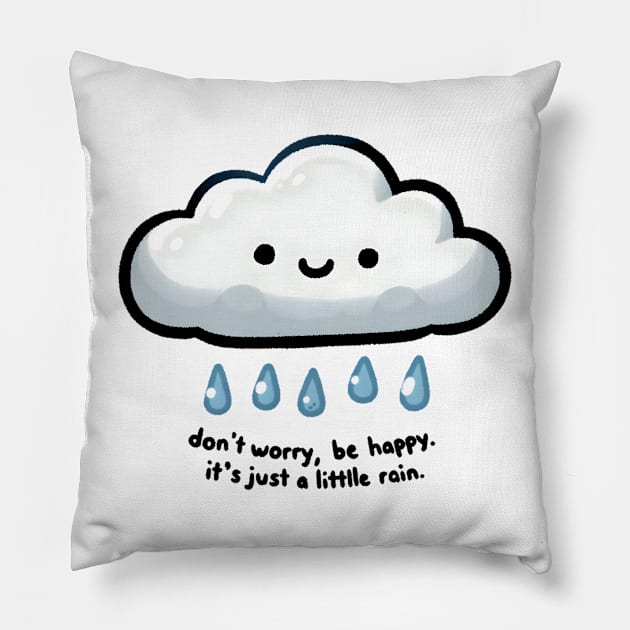 Happy Cloud Embracing the Rain Pillow by Umbrella Studio