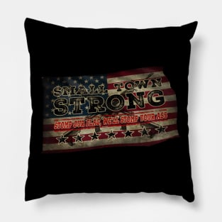 Vintage Flag Small Town Strong Pillow