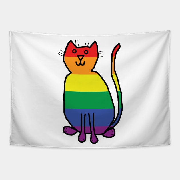 Pride Kitty Cat Tapestry by ellenhenryart