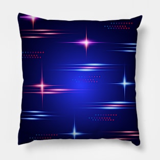 Cyberscape Neon Glitches Pillow