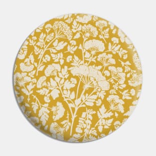 Cream Hemlock Print on Mustard Yellow -  Floral Repeat Pattern Pin