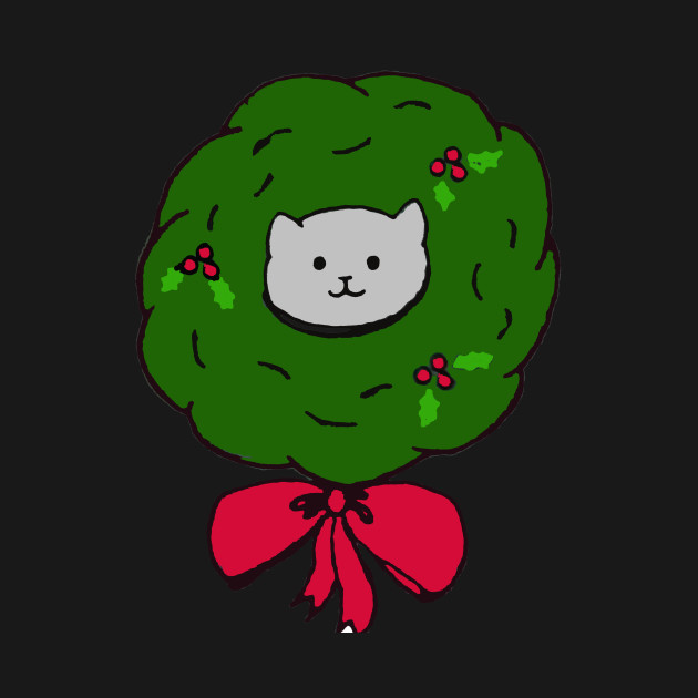 Disover Kitty in Christmas Wreath! - Christmas Cat - T-Shirt