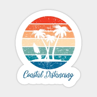 Social Distancing vs Coastal Distancing - Surfboard and Palms Magnet