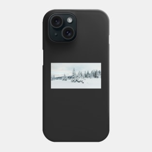 Snow-Covered Fir Trees in Frozen Winter Landscape in Scandinavia Phone Case