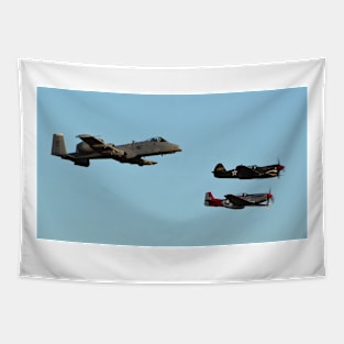 P-51 Mustang P-40 Warhawk and A-10 Warthog Heritage Flight Tapestry