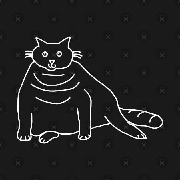 Minimal Chonk Cat Ghost by ellenhenryart