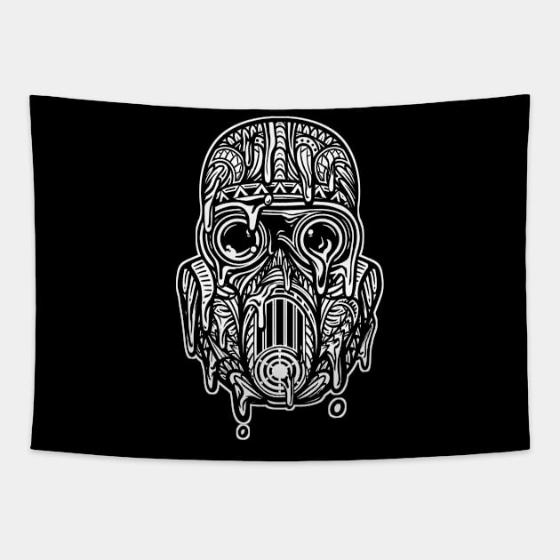 Drippy Gas Mask Tapestry by Barabarbar artwork