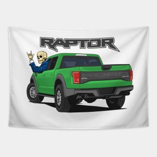 Truck ranger raptor f150 4x4 hand skull metal green Tapestry